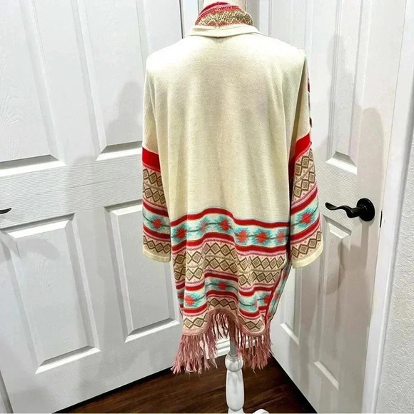 Ceny open front cardigan with southwest, Aztec, western print with fring…❤️ - Picture 4 of 6